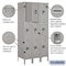 Salsbury Industries Wardrobe Locker, 36" W, 18" D, 78" H, (3) Wide, (9) Openings, Gray 63368GY-U - alternate 2